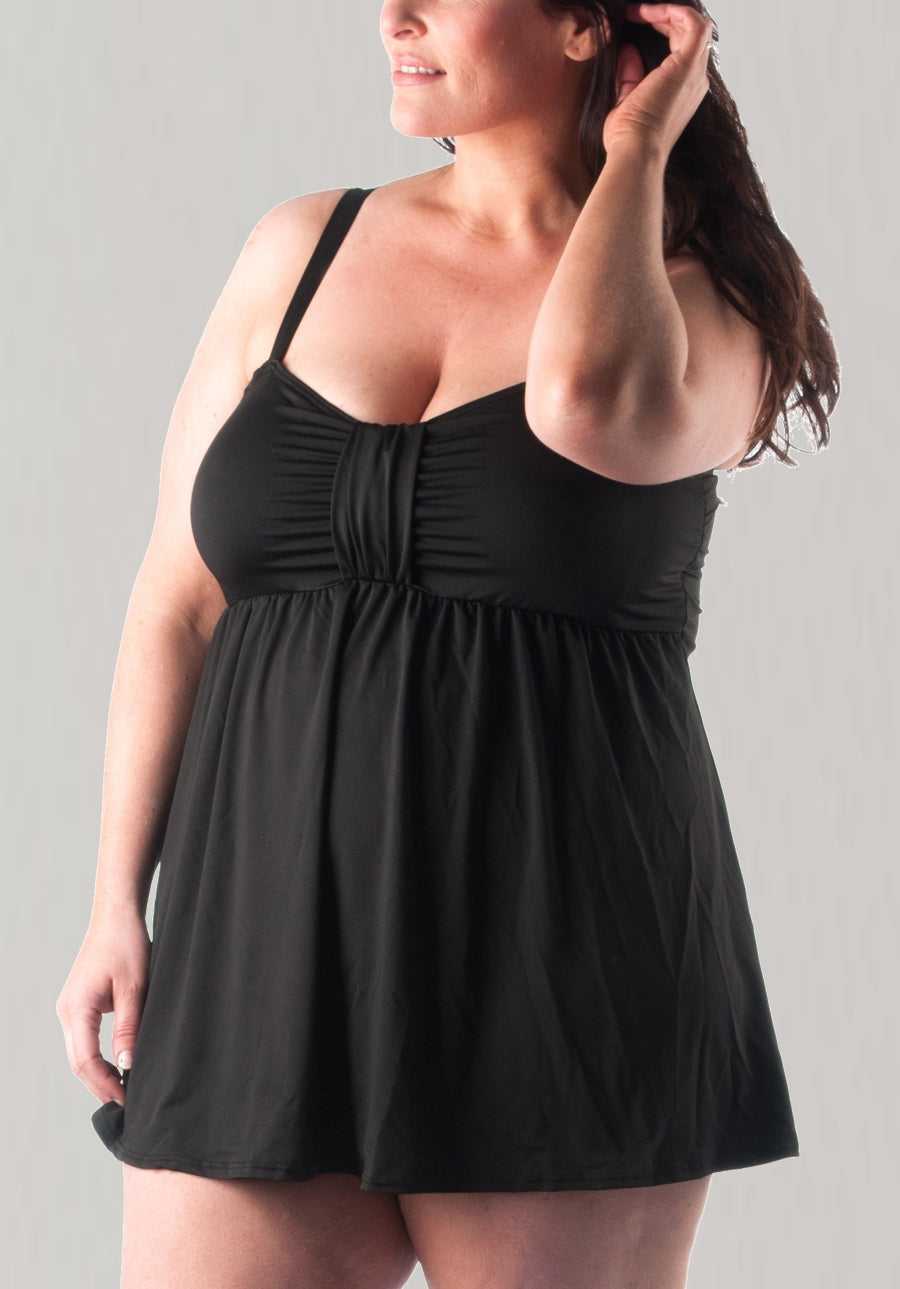 Dolly Black Swimdress with Padded Bra