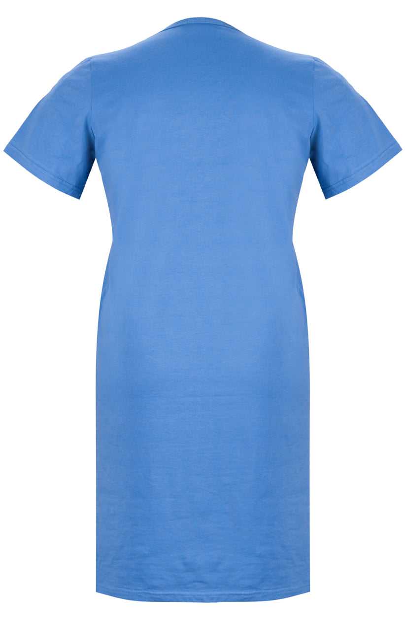 Shop Plus Size Cotton Nightie in Short Sleeves Blue – PlusSizeBras ...