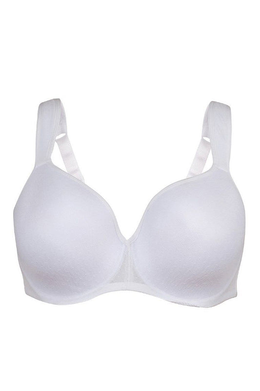 White Molded Plunge Wide Strap Bra