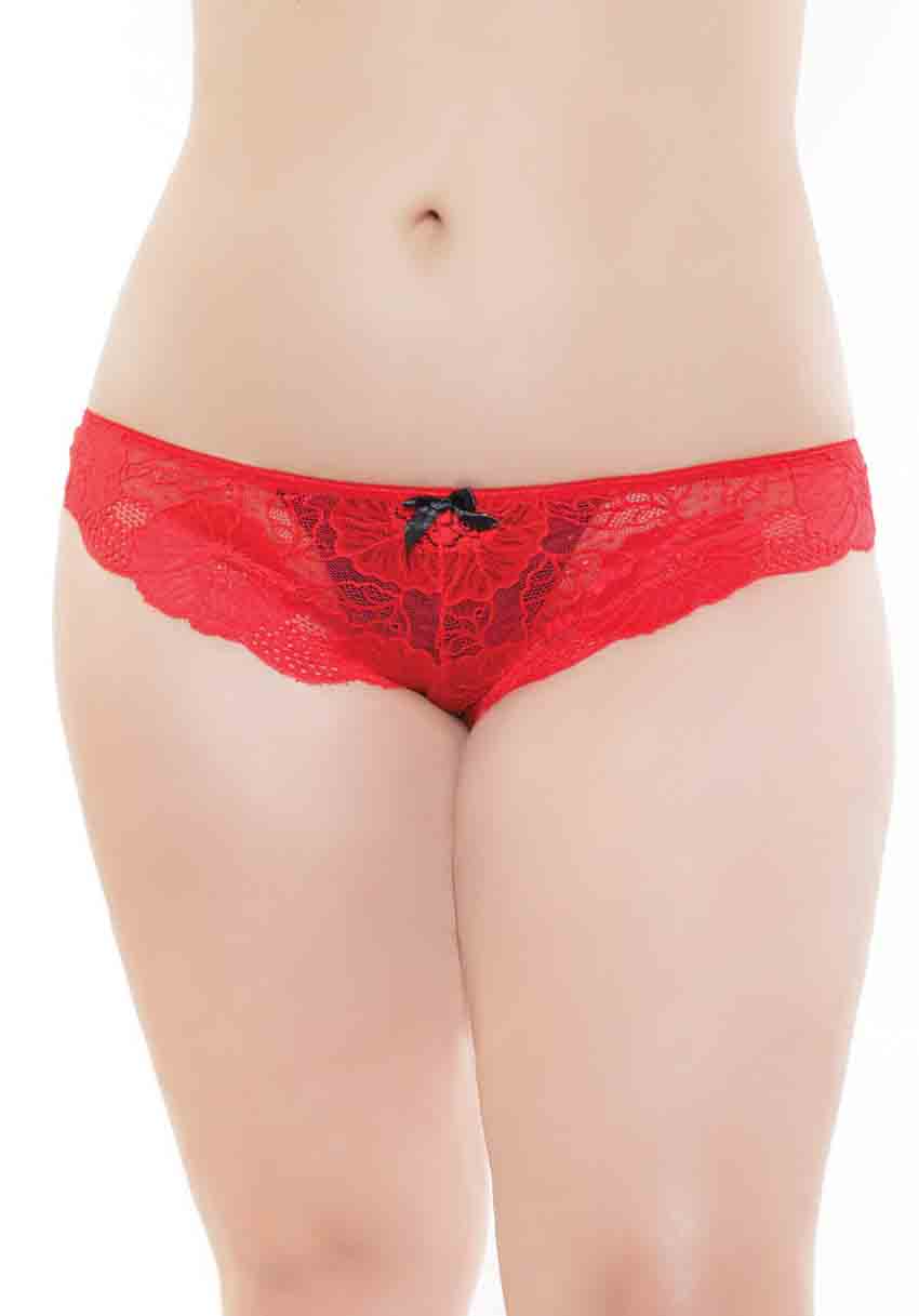 High Cut Lace Panty Red