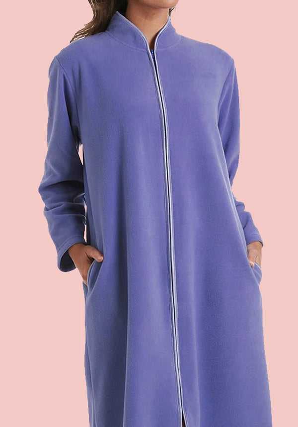 Women's Fleece Lined Zip Front Winter Gown with Pockets