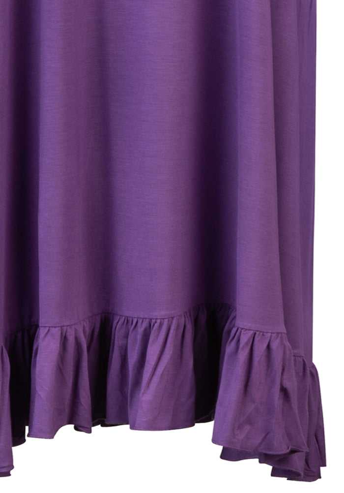 Ruffle Hem Longer Length Sleeveless Viscose Nightdress Purple