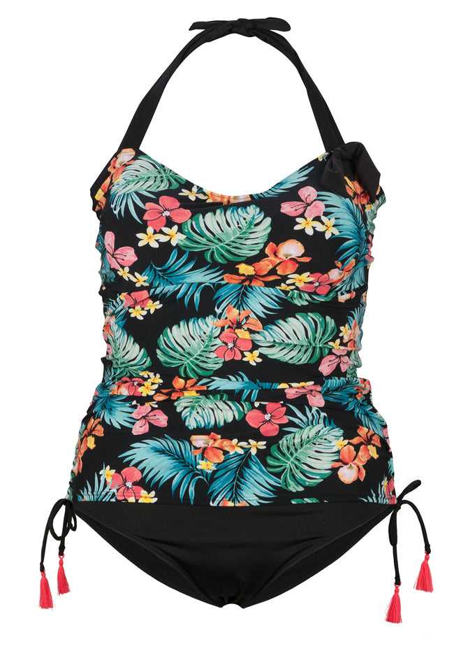 Tropical Waist-Shaping One Piece Swimsuit with Padded Bra DD E