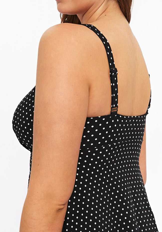 Polka Dots Plunge Front Swimdress D to E