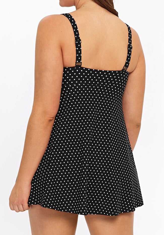 Polka Dots Plunge Front Swimdress D to E